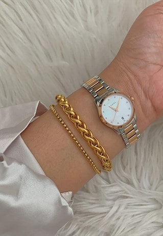 CHUNKY GOLD BRAIDED CHAIN BRACELET