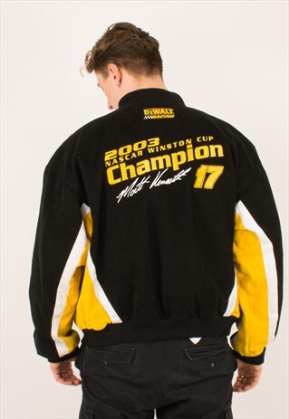 VINTAGE BLACK 90S NASCAR RACING CANVAS JACKET XL