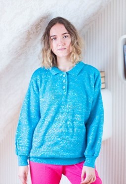 Bright blue knitted vintage jumper