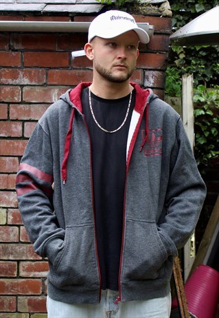 VINTAGE GREY ADIDAS ZIP UP HOODIE XL