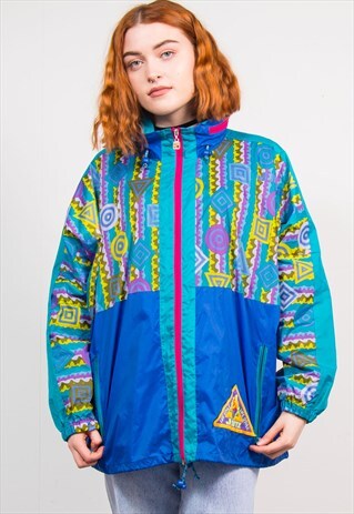 Vintage 90's Bright Wavey Pattern Cagoule Jacket | The Vintage Scene ...