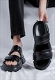FAUX LEATHER SLIDERS EDGY HIGH FASHION CHUNKY SOLE SANDALS 
