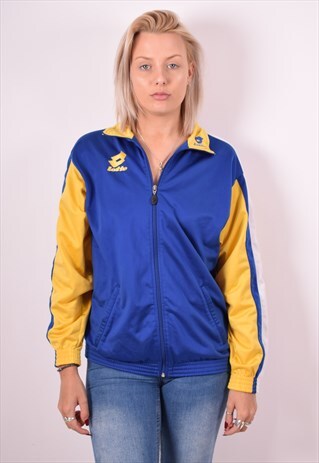 LOTTO WOMENS VINTAGE TRACKSUIT TOP JACKET XL BLUE 90S