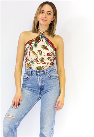 VINTAGE 90'S GOLD CHAIN HALTER TOP