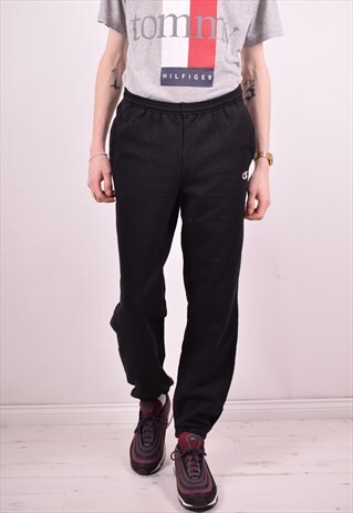 CHAMPION MENS VINTAGE TRACKSUIT TROUSERS W32 L32 BLACK 90S