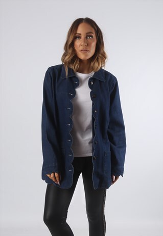 VINTAGE DENIM JACKET OVERSIZED FITTED UK 18 XXL (K93L)