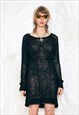 VINTAGE Y2K NET KNITTED LONG JUMPER DRESS IN BLACK