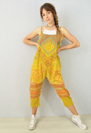 DUNGAREES PATTERNED LINEN COTTON PRINTED YELLOW