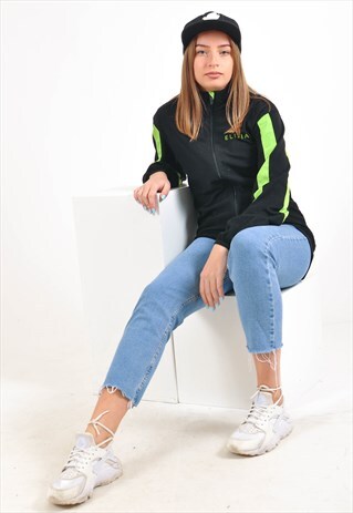 VINTAGE TRACK FLEECE JACKET IN BLACK