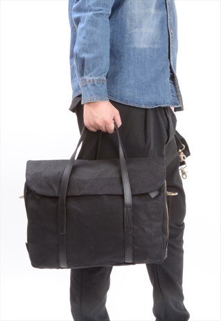 EAZO WAXED CANVAS AND LEATHER SATCHEL LAPTOP BAG