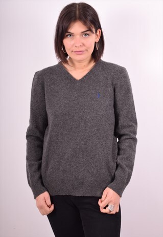 POLO RALPH LAUREN WOMENS VINTAGE JUMPER SWEATER SMALL GREY 9
