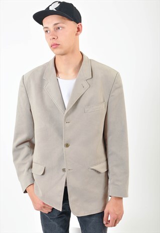 VINTAGE 90S FAUX SUEDE LEATHER BLAZER JACKET