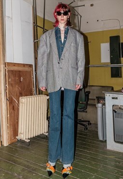 90's Vintage classy oversized blazer in black and white