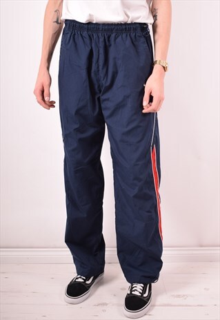 NIKE MENS VINTAGE TRACKSUIT TROUSERS LARGE BLUE 90S