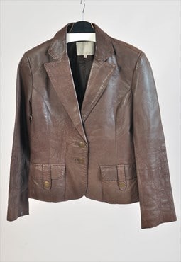 Vintage 00s real leather blazer jacket in brown