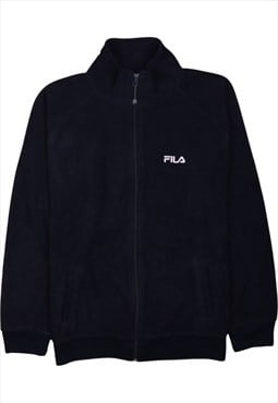 Vintage 90's Fila Fleece Jumper Full Zip Up Navy Blue Medium