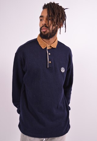 VINTAGE NORTH SAILS POLO JUMPER SWEATER NAVY BLUE