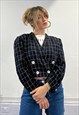 VINTAGE CROPPED CHECKED BLAZER JACKET