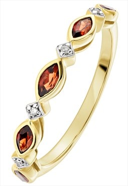 Marquise garnet & diamond half eternity ring