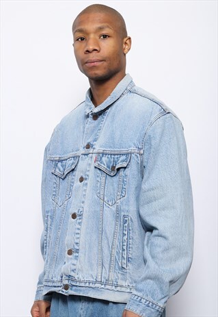VINTAGE LEVIS WASHED DENIM JACKET LIGHT BLUE