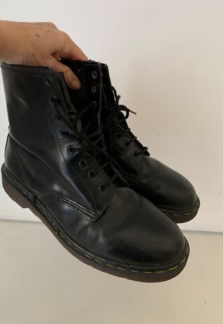 VINTAGE DR MARTENS BOOTS MEN IN BLACK LEATHER UK 11
