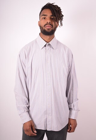 YVES SAINT LAURENT MENS VINTAGE SHIRT XL MULTI CHECK 90S