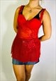 Vintage Size S Y2K C Cup Cami Top In Red