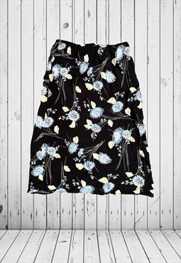 black floral print  summer midi skirt 