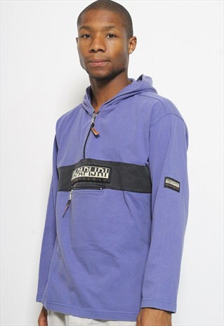 VINTAGE NAPAPIJRI 1/4 ZIP HOODED LOGO SWEATSHIRT