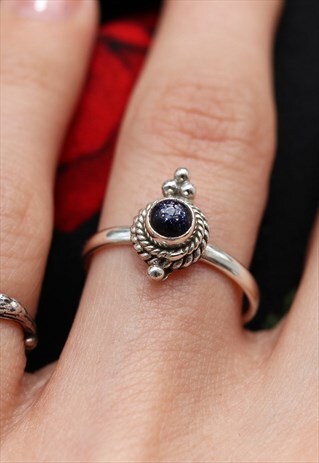 SANSA BLUE SUNSTONE STERLING SILVER BOHO RING