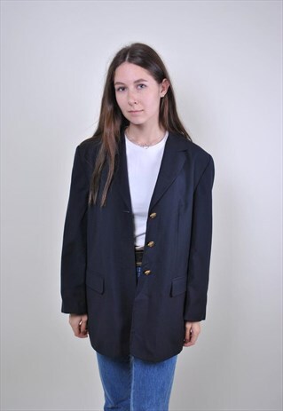 BLUE SUIT JACKET, WOMEN FORMAL BLAZER, SIZE M