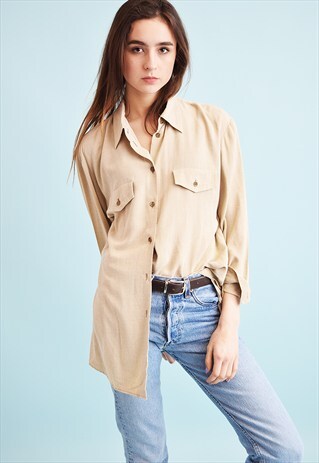 90'S RETRO NEUTRAL OVERSIZED DADS SHIRT TOP