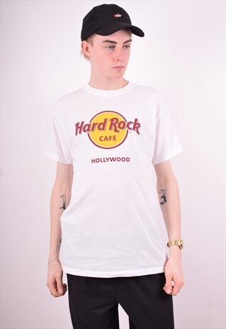 HARD ROCK CAFE MENS VINTAGE T-SHIRT TOP MEDIUM WHITE 90'S