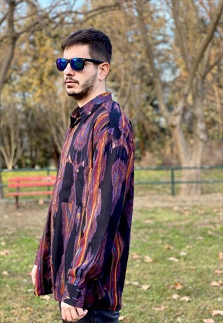 VINTAGE 80'S MULTICOLOR PRINTED ABSTRACT SHIRT
