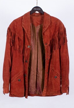 Vintage Western Brown Suede Tassel Jacket