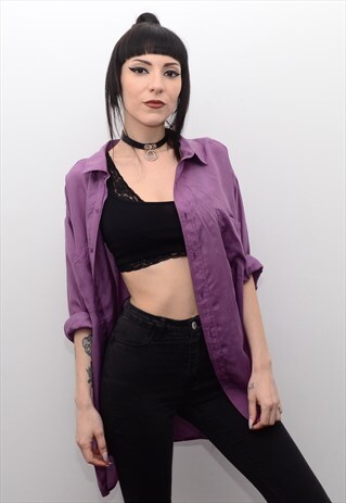 VINTAGE 90'S GENUINE SILK POTION PURPLE OVERSIZED SHIRT