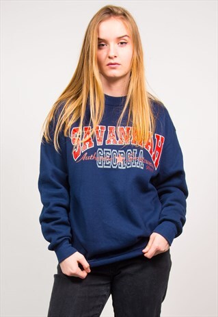 VINTAGE 90'S NAVY BLUE GEORGIA USA PRINT SWEATSHIRT