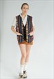 VINTAGE OVERSIZED BUTTON UP COLORFUL ABSTRACT PRINTED VEST L