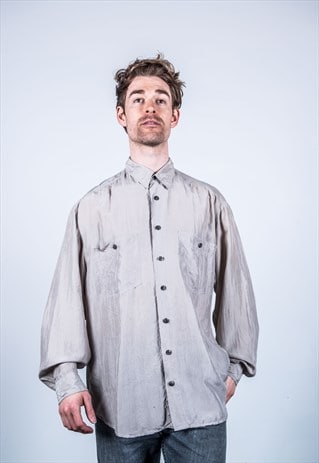 VINTAGE 1980S GREY SILK SHIRT