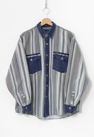 Vintage 90s denim shirt in striped pattern