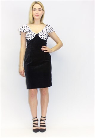 VINTAGE 80'S POLKA DOT VELVET MINI DRESS