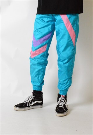VINTAGE 90S MINT BLUE SHELL PANTS