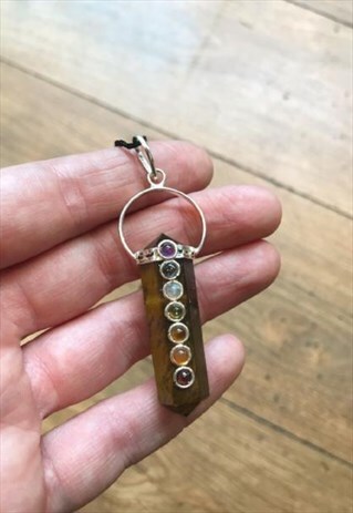 CRYSTAL POINT CHAKRA NECKLACE BROWN STONE