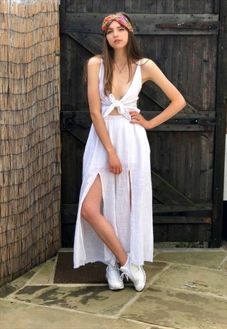 SOMEDAYS LOVIN RAW HEM JUMPSUIT IN WHITE