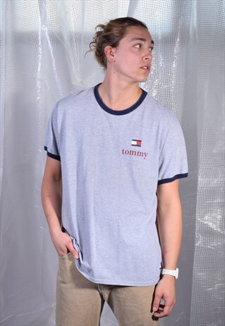 VINTAGE TOMMY HILFIGER GREY RINGER TEE