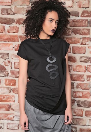 LONG LEATHER NECKLACE/ ROUND JEWELLERY