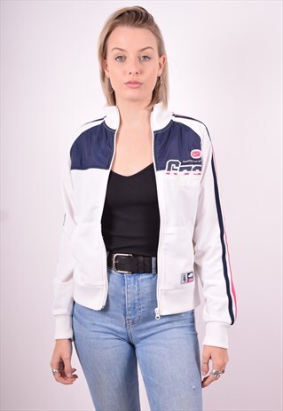 NIKE WOMENS VINTAGE TRACKSUIT TOP JACKET MEDIUM WHITE 90'S