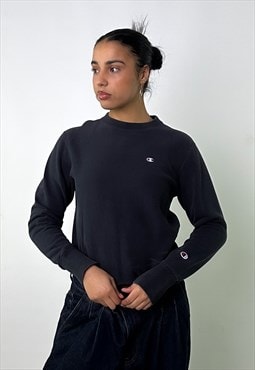Black 90s Champion Reverse Weave Embroidered Sweatshirt