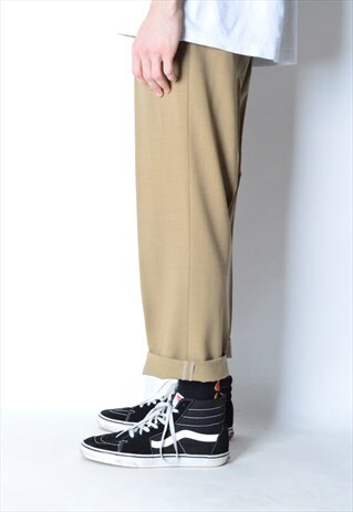 VINTAGE 90S CAMEL BROWN MINIMALIST PANTS