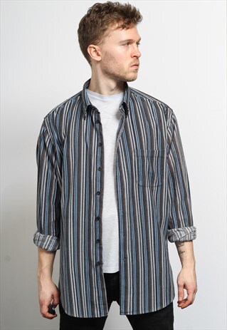 VINTAGE CORDUROY CORD STRIPED SHIRT
